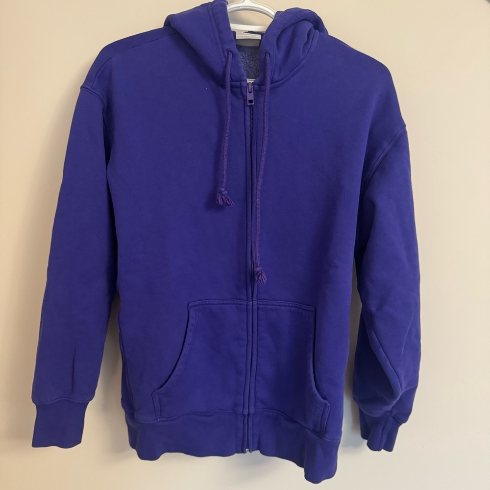 2/40 TNA Cozy Fleece Purple Boyfriend Fit Zip Up Hoodie - Women’s XS